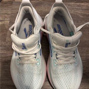 Brooks White and Light Blue Athletic Shoes